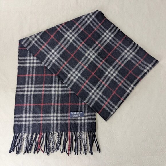Authentic Pre-Owned Burberry Lambswool Scarf Blue – Unisex Check – Premium Wrap - Picture 1 of 7